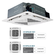 Cooper&Hunter 4-Zone Ductless Mini Split AC & Heat Pump -- 48000 (4.0 Ton), Ceiling Cassette Units (9K+9K+18K+18K BTU), Inverter Technology, 230V, Heating & Cooling - R454B