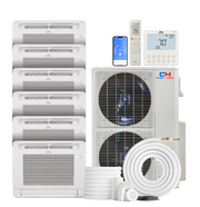 Cooper&Hunter 6-Zone Mini Split AC & Heat Pump -- 48000 (4.0 Ton), Mini Floor Console Units (9K+9K+9K+9K+9K+12K BTU), Inverter Technology, 230V, Heating & Cooling - R454B
