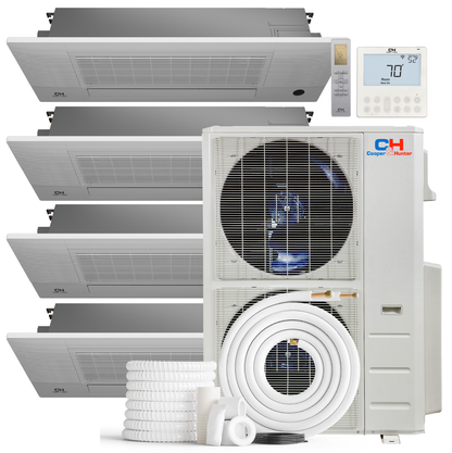 Cooper&amp;Hunter 4-Zone Mini Split AC &amp; Heat Pump -- 55000 (4.6 Ton), One Way Ceiling Cassette Units (6K+9K+9K+18K BTU), Inverter Technology, 230V, Heating &amp; Cooling - R410A