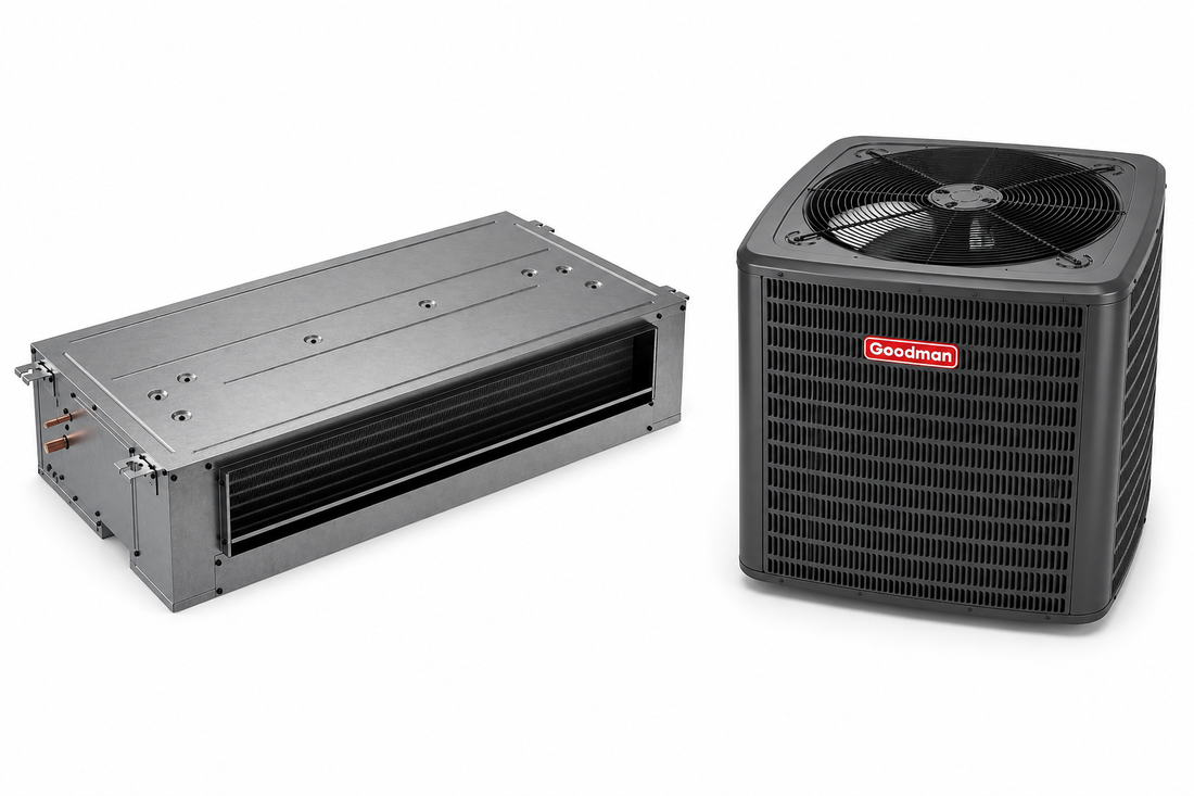 South Mini Splits | Goodman 2 Ton 14.3 SEER2 R32 Air Conditioner Split System w/ 8kW Heat - R454B Inverter - Ceiling-Mounted 