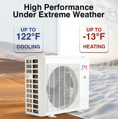 Cooper&amp;Hunter 2-Zone Mini Split AC &amp; Heat Pump -- 36000 (3.0 Ton), Wall Mount Units (12K+24K BTU), Inverter Technology, 230V, Heating &amp; Cooling - R454B