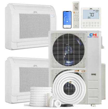 Cooper&amp;Hunter | Cooper&amp;Hunter 2-Zone Mini Split AC &amp; Heat Pump -- 60000 (5.0 Ton), Mini Floor Console Units (18K+18K BTU), Inverter Technology, 230V, Heating &amp; Cooling - R454B | 

  
    CLICK HERE TO CONTACT US FOR CUSTOM QUOTES AND QUESTIONS
  


  CLICK TO CALL US 737-738-63
