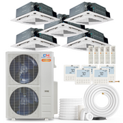 HVACSupplies.com | Cooper&Hunter Hyper Heat 5-Zone Ductless Mini Split AC & Heat Pump -- 55000 BTU (4.6 Ton) Without Shut-off Valves, 4-Way Ceiling Cassette Units (9K+9K+12K+12K+18K) BTU, Inverter Technology, 230V, Heating & Cooling 