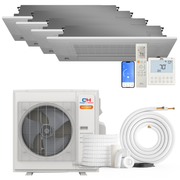 Cooper&Hunter Hyper Heat 5-Zone Ductless Mini Split AC & Heat Pump -- 36000 BTU (3.0 Ton) Without Shut-off Valves, One-Way Cassette Units (6K+6K+6K+6K+12K) BTU, Inverter Technology, 230V, Heating & Cooling