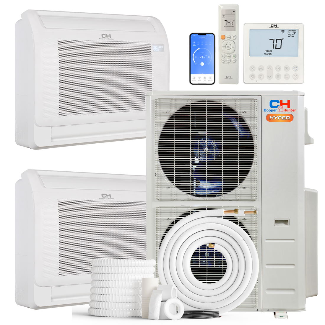Cooper&Hunter | Cooper&Hunter Hyper Heat 2-Zone Ductless Mini Split AC & Heat Pump -- 48000 BTU (4.0 Ton) Without Shut-off Valves, Floor Console Units (18K+18K) BTU, Inverter Technology, 230V, Heating & Cooling | 
  :root{
    --hvx-golden:#0EA5A6;
    --hvx-slate:#0F172A;
    --hvx-ivory:#F8FAFC;
    --hvx-bord
