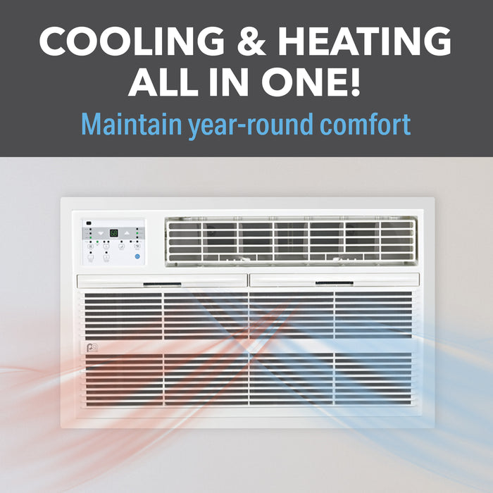 Perfect Aire 10,000 BTU 230V Through-the-Wall Air Conditioner with 10,600 BTU Electric Heater, Follow-Me Remote Control
