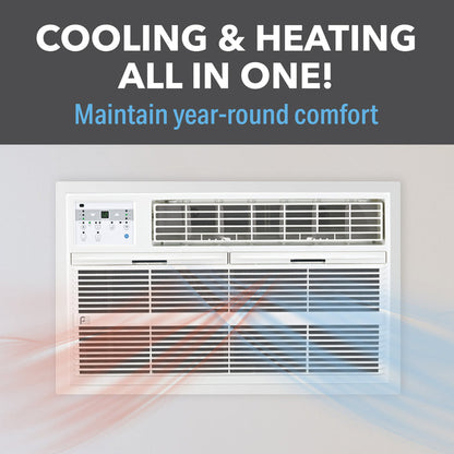 Perfect Aire 12,000 BTU 230V Through-the-Wall Air Conditioner with 10,600 BTU Electric Heater, Follow-Me Remote Control