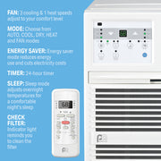 Perfect Aire 12,000 BTU 230V Through-the-Wall Air Conditioner with 10,600 BTU Electric Heater, Follow-Me Remote Control