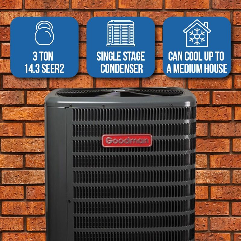 Goodman 3 Ton 14.3 SEER2 Heat Pump Split Condenser Single Stage R32