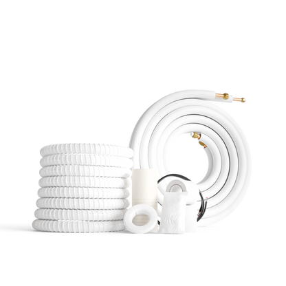 Extra Insulated Line set 1/4"-1/2" Mini Split Installation Kit Pre-Flared 16ft/25ft/50ft with Connection Wires for 12000-18000 BTU Unit Systems