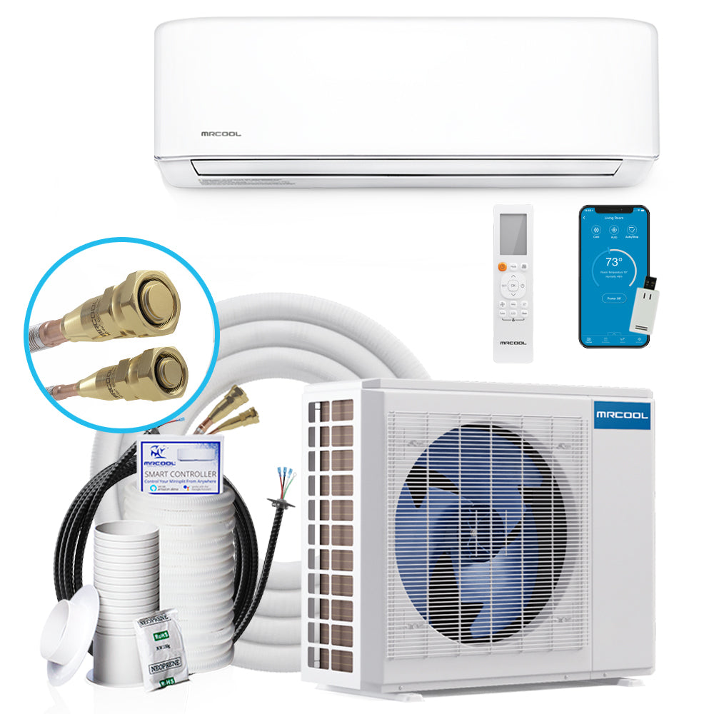 MRCOOL DIY R410A 4th Gen E STAR Mini Split - DIY 24,000 BTU (2 TON) 20.5 SEER2 Ductless Air Conditioner and Heat Pump with Quiet Wall Mount, Wi-Fi and includes Pre-Charged 25FT Installation Kit Complete Inverter High Wall System - DIY-24-HP-WM-230C25