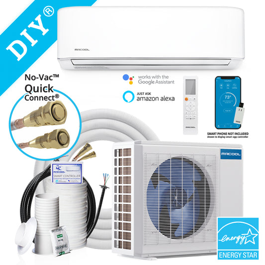 MRCOOL DIY R410A 4th Gen E STAR Mini Split - DIY 36,000 BTU (3 TON) 18.3 SEER2 Ductless Air Conditioner and Heat Pump with Quiet Wall Mount, Wi-Fi and includes Pre-Charged 25FT Installation Kit Complete Inverter High Wall System - DIY-36-HP-WM-230C25