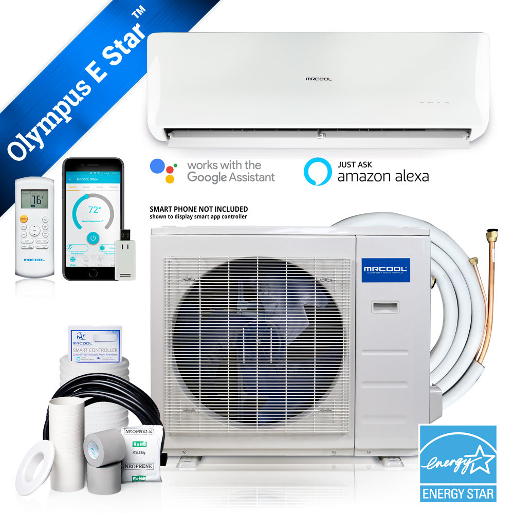 MRCOOL Mini Split Air Conditioner & Heat Pump  –  24000 BTU Olympus ENERGY STAR 2 Ton Ductless Mini-Split Heat Pump Condenser – 230V, 22 SEER2, Wi-Fi, Alexa & Google Compatible, 25ft Line Set, Quiet Wall Mount, Inverter System – O-ES-24-HP-230B