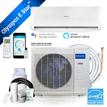 MRCOOL Mini Split Air Conditioner & Heat Pump  –  18000 BTU Olympus ENERGY STAR 1.5 Ton Ductless Mini-Split Heat Pump Condenser – 230V, 23.5 SEER2, Wi-Fi, Alexa & Google Compatible, 25ft Line Set, Quiet Wall Mount, Inverter System – O-ES-18-HP-230B