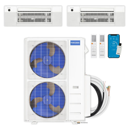 MRCOOL DIY 5th Gen Multi-Zone 2-Zone Mini Split AC & Heat Pump -- 48000 (4.0 Ton), One Way Ceiling Cassette Units (9K+18K BTU), Inverter Technology, 230V, Heating & Cooling - R454B
