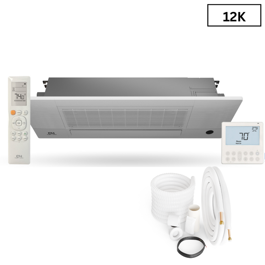 Cooper&Hunter Multi-Zone R410A, 12,000 BTU 230V One-Way Ceiling Cassette Air Conditioning Indoor Unit for Heat Pump, Mini Split Inverter System Up To 22 SEER2 with Wi-Fi Enabled Thermostat and Optional Installation Kit СH-12MCT1W-W - South Mini Splits