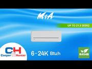 Cooper & Hunter MIA Series 1.5 Ton Air Conditioner and Heat Pump R454B 18000 BTU Wall Mount Ductless Mini Split 19 SEER Inverter 230V Single Head Wi-Fi 16ft Kit CH-RLS18MIA-230VI + CH-RLS18MIA-230VO