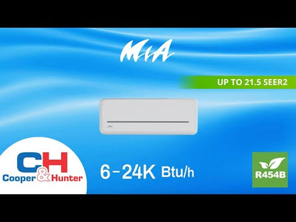 Cooper & Hunter MIA Series 0.5 Ton R454B 6000 BTU 115V Single Head High Wall Wall Mount Air Conditioner Heat Pump Ductless Mini Split Inverter System 21.5 SEER Wi-Fi 16ft Installation Kit CH-RLSO6MIA-115VI + CH-RLS06MIA-115V0 Waitlisted