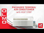 OLMO 9,000 BTU Smart PTAC Packaged Terminal Air Conditioner with Heat Strip 230V, Through The Wall System With Optional Sleeve and Grill  - PTHP Heating And Cooling With Electric Cord and Remote Control OS-MBW-09HS