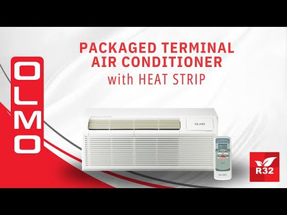 OLMO 9,000 BTU Smart PTAC Packaged Terminal Air Conditioner with Heat Strip 230V, Through The Wall System With Optional Sleeve and Grill  - PTHP Heating And Cooling With Electric Cord and Remote Control OS-MBW-09HS