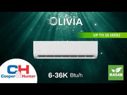 Cooper&Hunter Olivia Series R454B 36000 BTU 3 Tons 208-230V/60HZ 19.5 SEER Ductless Mini Split Wall Mount AC/Heater WIFI Optional Installation Kit CH-R36MELVWM-230VI + CH-REL36-230VO