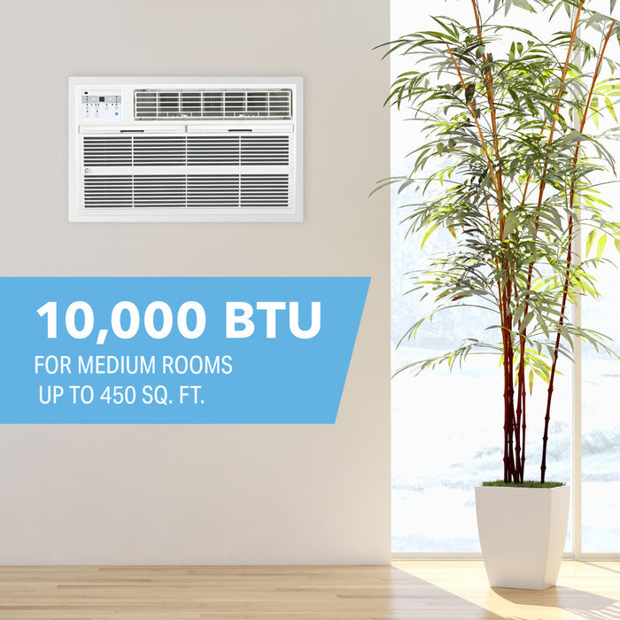 Perfect Aire 10,000 BTU 230V Through-the-Wall Air Conditioner with 10,600 BTU Electric Heater, Follow-Me Remote Control