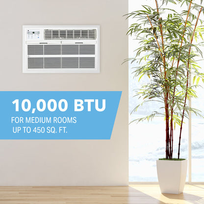 Perfect Aire 10,000 BTU 230V Through-the-Wall Air Conditioner with 10,600 BTU Electric Heater, Follow-Me Remote Control