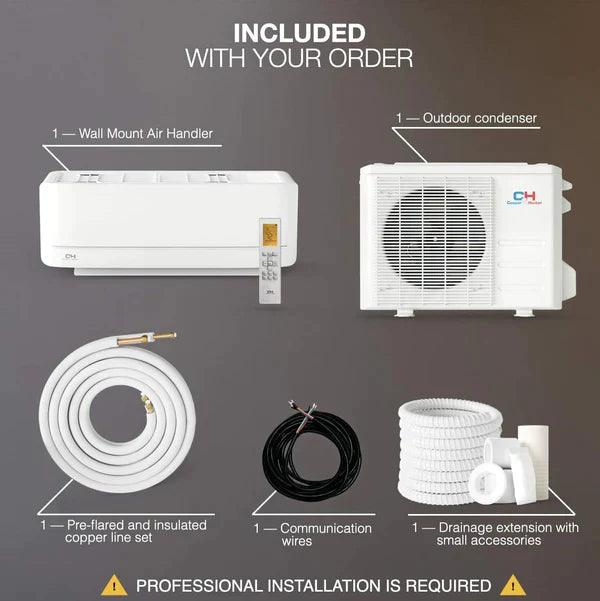 Cooper & Hunter, MIA Series, 1 Ton, 12000 BTU/h, Mini Split Air Conditioner and Heater, BTU, 230V/60HZ, 21.4 SEER, Wall Mount Ductless Inverter With WIFI and Optional Installation Kit - South Mini Splits