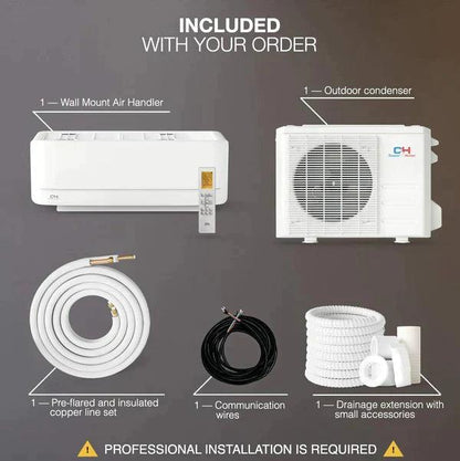 Cooper & Hunter, MIA Series, 1 Ton, 12,000 BTU, Mini Split Air Conditioner and Heater, BTU, 115V/60HZ, 20.8 SEER Wall Mount Ductless Inverter With WIFI and Optional Installation Kit - South Mini Splits