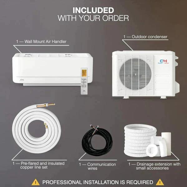 Cooper & Hunter, MIA Series, 1.5 Ton 18000 BTU Mini Split Air Conditioner and Heater, BTU, 230V/60HZ, 19 SEER Wall Mount Ductless Inverter With WIFI and Optional Installation Kit - South Mini Splits