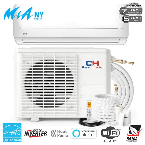 Cooper & Hunter, MIA Series, 1 Ton, 12,000 BTU, Mini Split Air Conditioner and Heater, BTU, 115V/60HZ, 20.8 SEER Wall Mount Ductless Inverter With WIFI and Optional Installation Kit - South Mini Splits