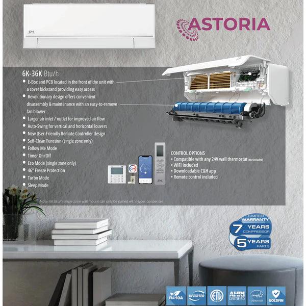 Cooper & Hunter, Astoria Series, 12,000 BTU/h, 208-230V/60HZ, 1 Ton, 24.6 SEER Ductless Mini Split AC/Heater With WIFI and Optional Installation Kit - South Mini Splits