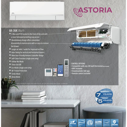 2 Zone Cooper & Hunter Astoria Series Ductless Mini Split A/C and Heater 6k+6k 18,000 BTU, 1.5 Ton, 230V 22.5 SEER Heat Pump Inverter System with Wall Mount Air Conditioner Handlers and Installation Kits - South Mini Splits