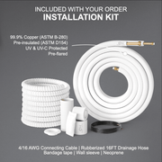 2 Zone Cooper & Hunter Olivia Midnight Series, 1.5 Ton Air Conditioner, Ductless Mini Split with 6k+6k BTU Wall Mounts, R410A,22.5 SEER 18000 BTU Heat Pump, 230V, Dual Head (2 Heads), Optional 16ft 25ft 50ft Installation Kit + WIFI Adapter - South Mini Splits