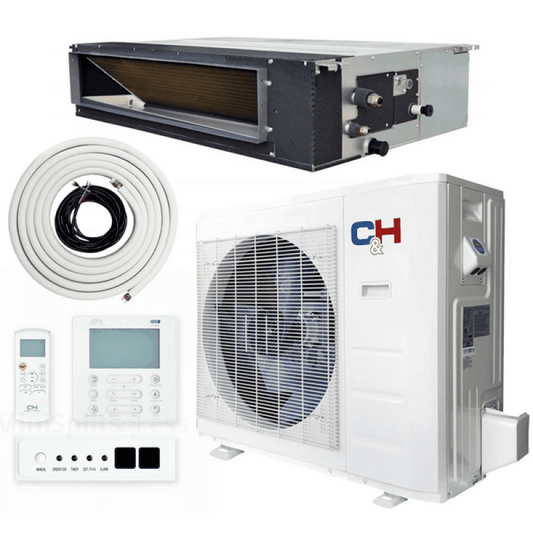 9,000 BTU 230V Sophia Concealed Duct Mini Split Air Conditioner Heat Pump 22.8 SEER 0.75 TON + Installation Kit Option