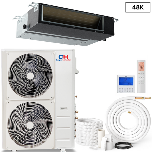 Cooper & Hunter Slim Duct 48,000 BTU 230V, Concealed Duct Air Conditioning Unit for Heat Pump, Mini Split Inverter System, 17.4 SEER2, 4 TON, With Wi-Fi Enabled Thermostat and Optional Installation Kit. CH-48LCDTU/I + CH-N48LCU-230VO