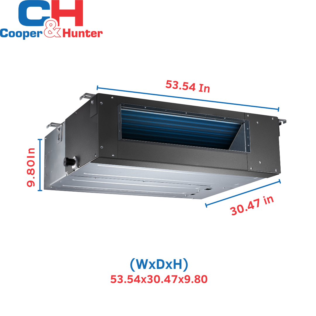 Cooper&Hunter Slim Duct 36,000 BTU 230V 16.5 SEER, R410A, Concealed Duct Mini Split AC System & Heat Pump, Light Commercial Series 3 TON Air Conditioner Heat Pump + Optional Installation Kit. CH-36LCDTU/I + CH-N36LCU-230VO