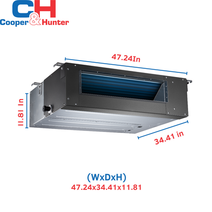 Cooper & Hunter Slim Duct 48,000 BTU 230V, Concealed Duct Air Conditioning Unit for Heat Pump, Mini Split Inverter System, 17.4 SEER2, 4 TON, With Wi-Fi Enabled Thermostat and Optional Installation Kit. CH-48LCDTU/I + CH-N48LCU-230VO