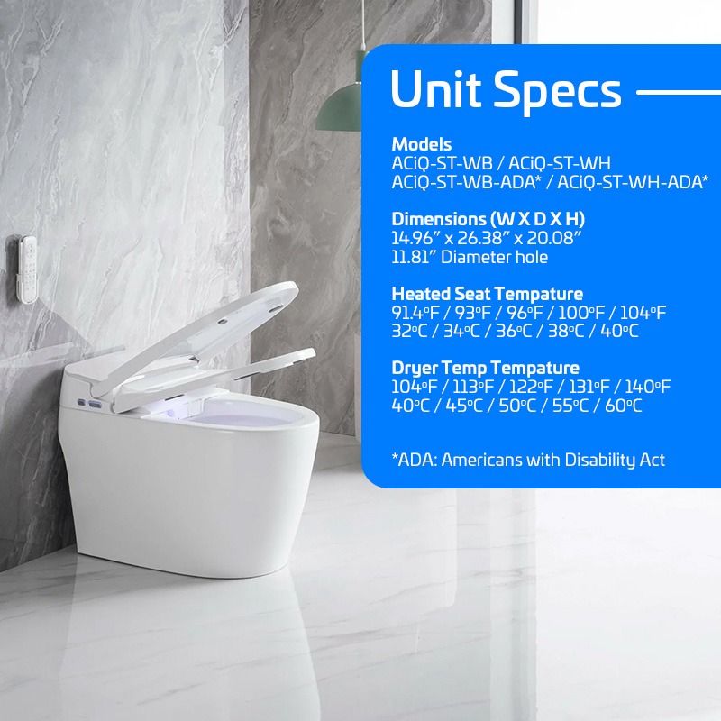 ACIQ | ACiQ Smart Toilet, One-Piece with Bidet, Auto Flush, Heated Seat, LED Display | 
  :root {
    --hvx-golden: #0EA5A6;
    --hvx-slate: #0F172A;
    --hvx-ivory: #F8FAFC;
    --hvx-