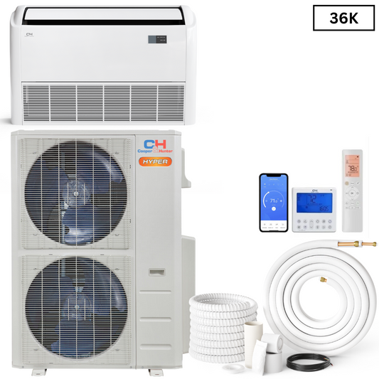 Cooper & Hunter Universal Floor/Ceiling HYPER 36,000 BTU 230V, Air Conditioning, Heat Pump, Mini Split Inverter System, 16 SEER2 , 3 TON. Optional Installation Kit. CH-36LCFCI + CH-NHPR36LCU-230VO